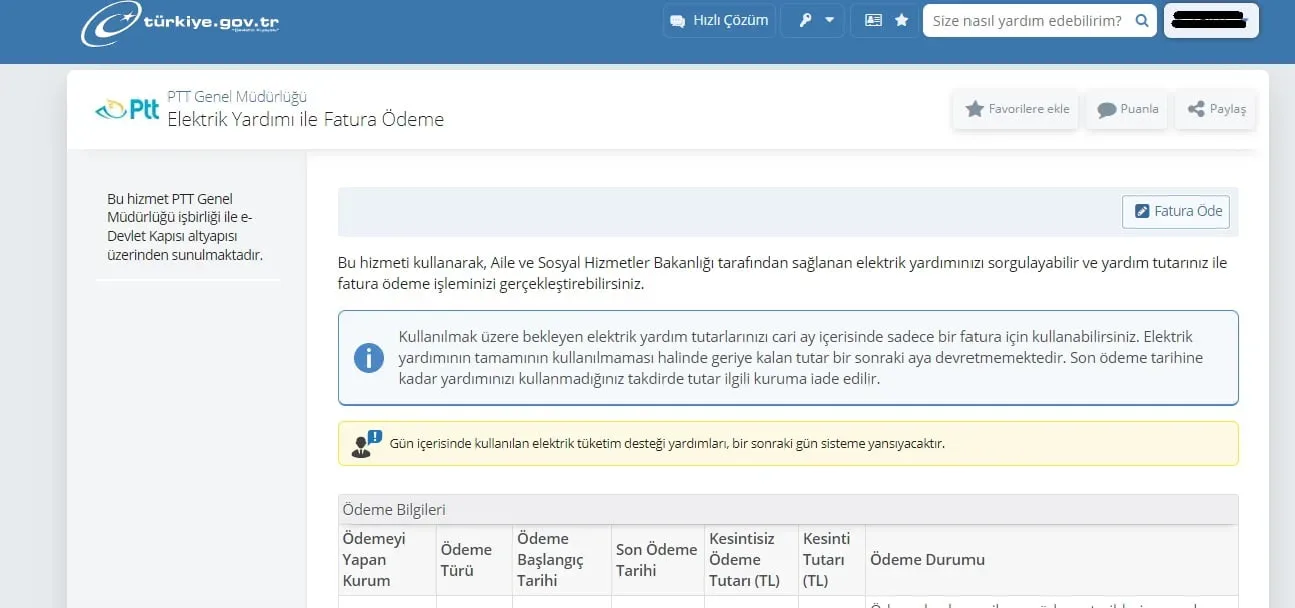 e-Devlet Fatura Ödeme