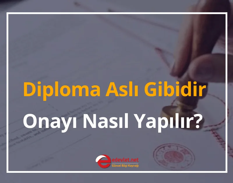 Diploma Aslı Gibidir Onayı Nasıl Yapılır? 2024 Diploma Aslı Gibidir Nereden Alınır?