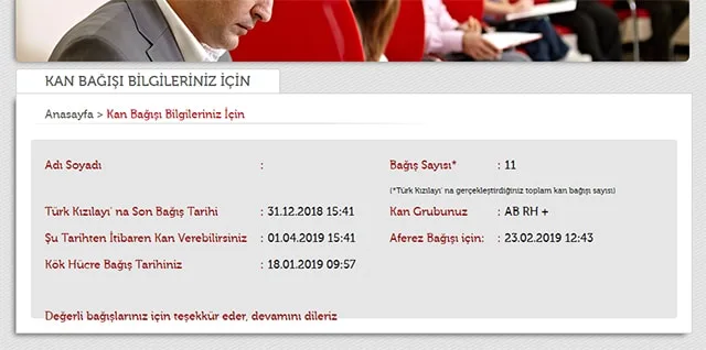 kan bağış sorgulama