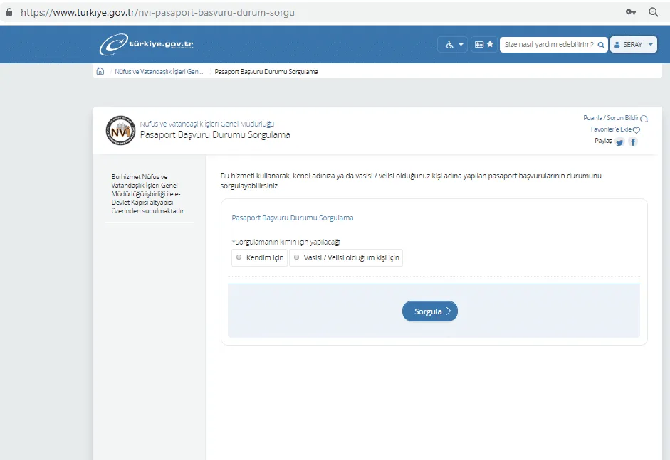 pasaport e-devlet sorgulaması