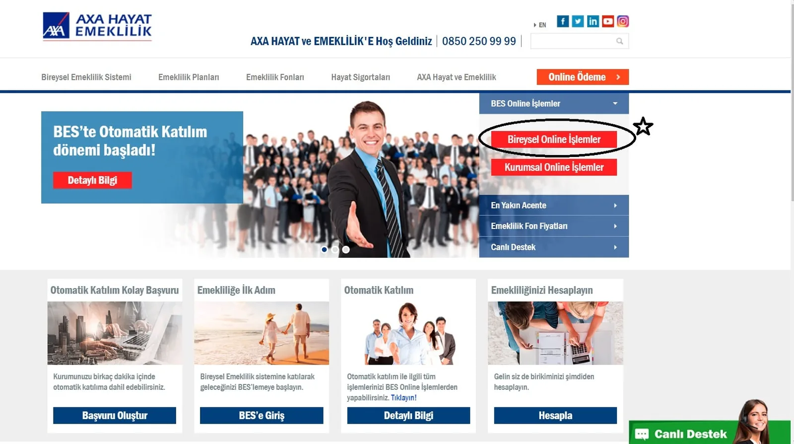 axa bes iptali giriş