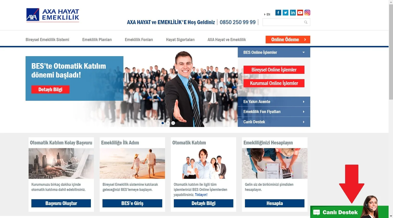 axa canlı yardım