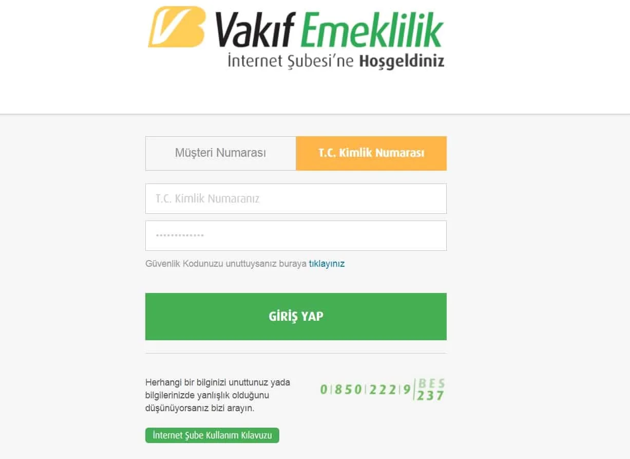vakıfbank bes iptal giriş