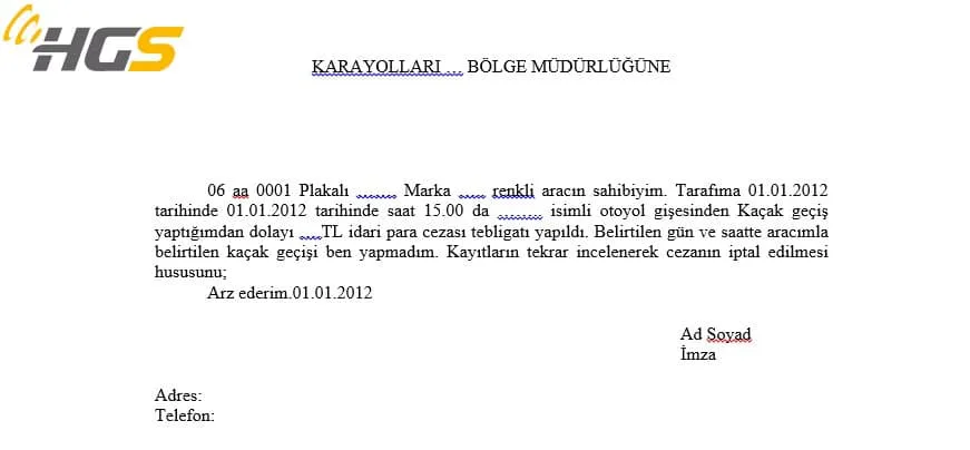 hgs itiraz dilekçe örneği