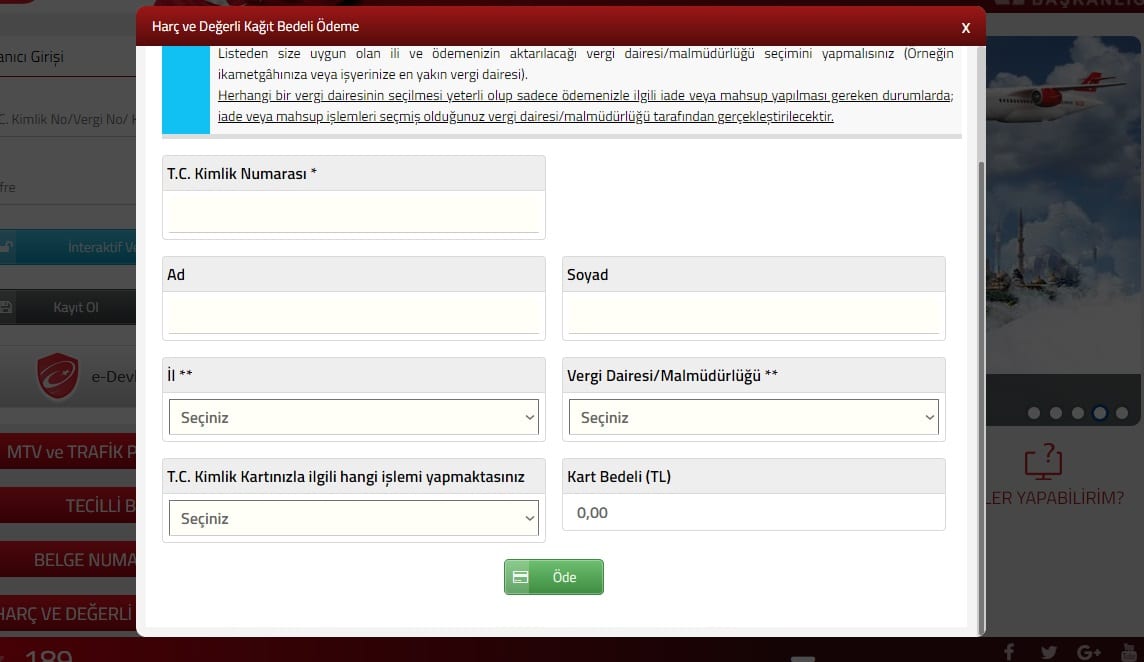Yeni Kimlik Çıkarma veya Yenileme İşlemleri İçin Gerekli