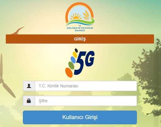 Genç Çiftçi Projesi Giriş Ekranı