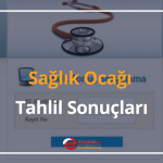 sağlık ocağı tahlil